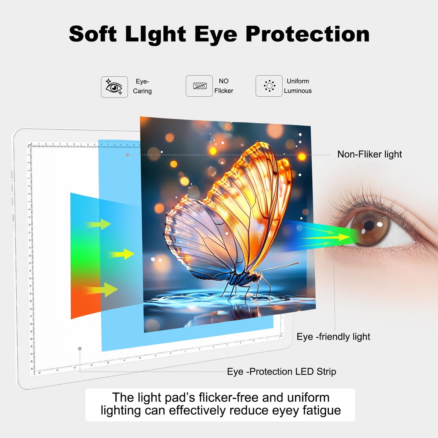 Elice Rechargeable A3 Light Pad for Diamond Painting, Magnetic LED Light Board with Physical Button, Super Bright Diamond Art Light Pad, Ultra-Thin Light Box for Tracing, Weeding Vinyl, Artists -White