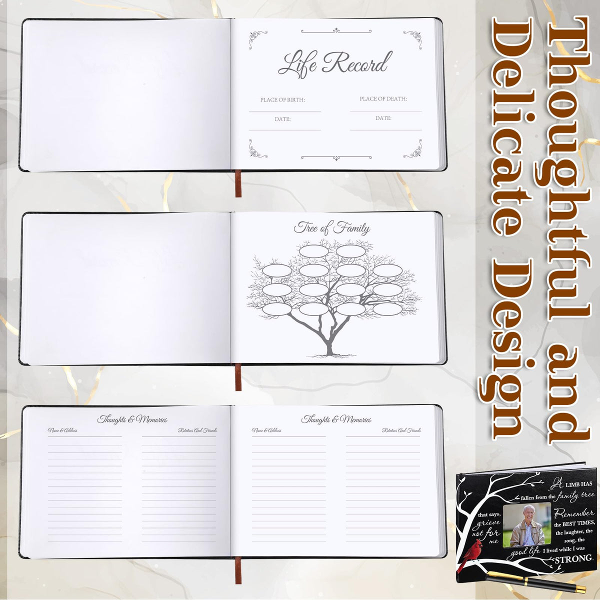 Yingzhao Memorial Funeral Guest Book with Pen 144 Pages Cardinal Funeral Guest Sign in Book for Memorial Service Celebration of Life Party Supplies in Loving Memory(Vivid Style)