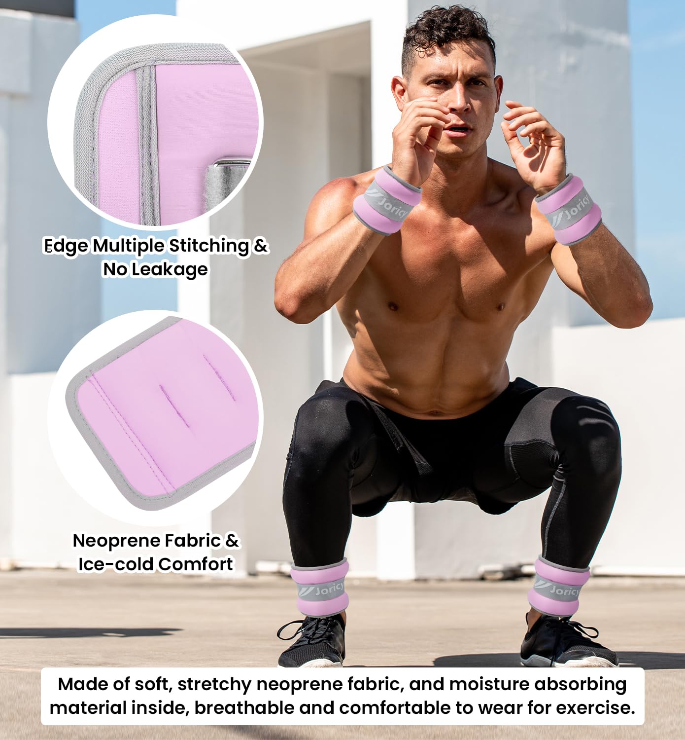 Ankle Weights, Wrist Leg Arm Weight for Women Men with Adjustable Straps, A Pair of 2LBS(1LB Each Weight) Arm Weighted for Running Walking Yoga Gymnastics Physical Therapy, Light Purple