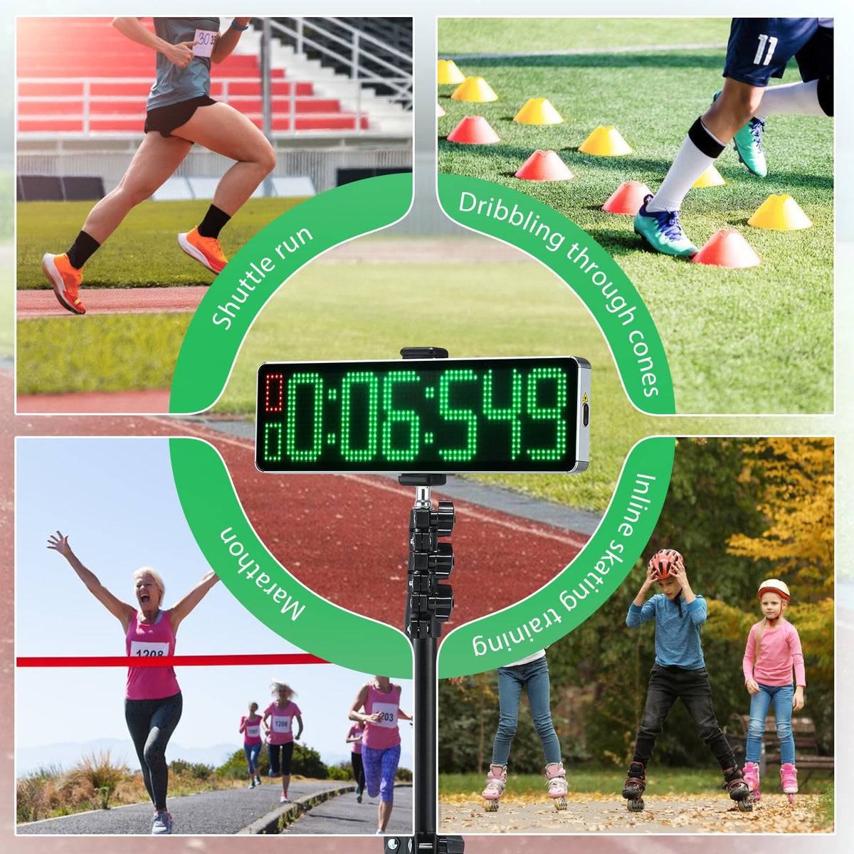 Flyrivergo Powered Wireless Laser Timer for Sprints with High Stand, Laser Sprint Timer System, Race Clock with Tripod for Speed Training/Lap/Track Field/Football/Bike/Motorcycle