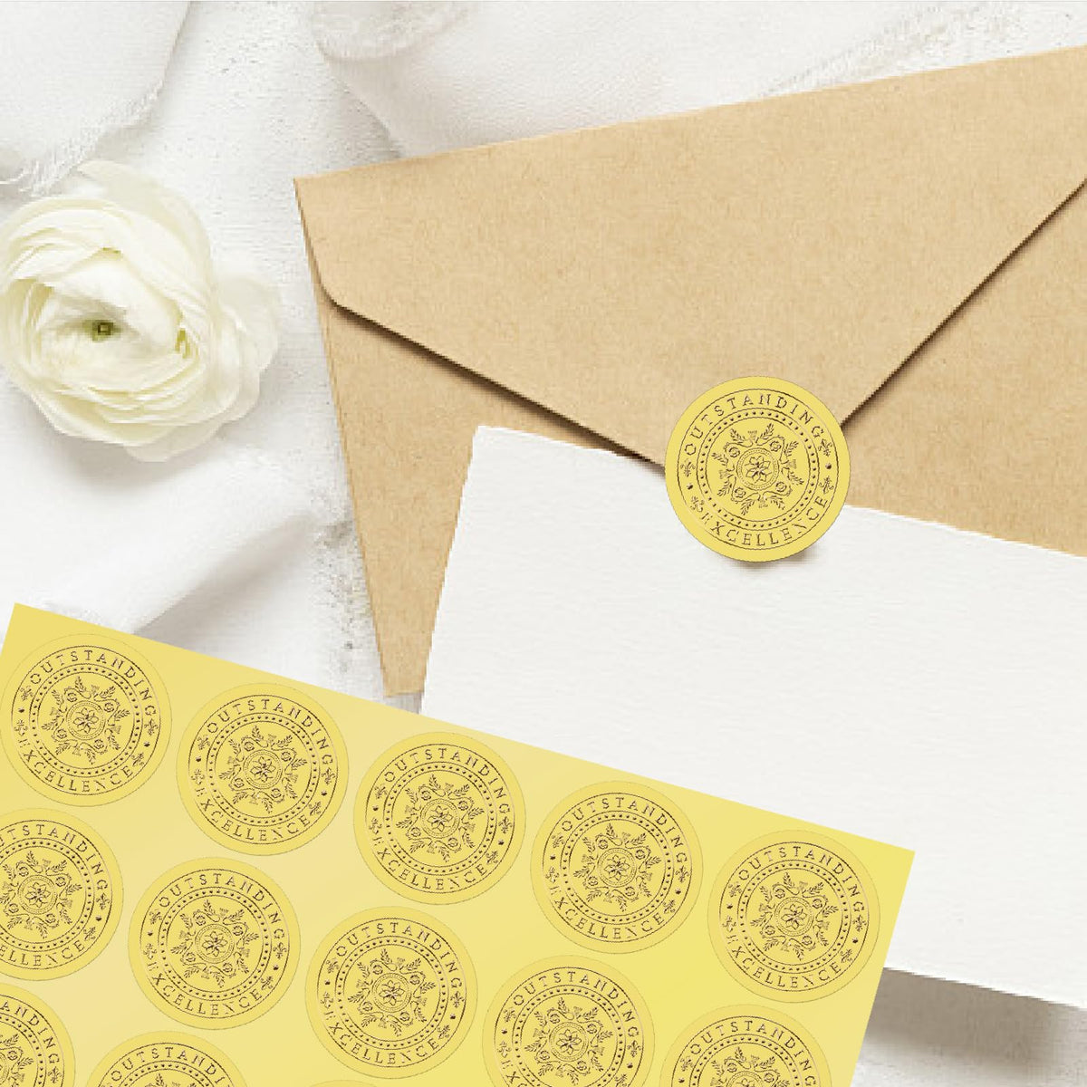 CRASPIRE 625Pcs Excellence Outstanding Gold Envelopes Seals Stickers 1.5" Foil Embossed Self Adhesive Certificates Round Labels for Invitation Graduation Award Diplomas Wedding Gift Wrapping Decor