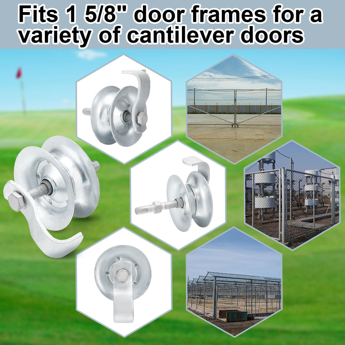 Pasimy 2 Pcs 5'' Sliding Gate Roller Galvanized Steel Pipe Track Roller Gate Hardware Kit for 1 5/8" Pipe Track Fence
