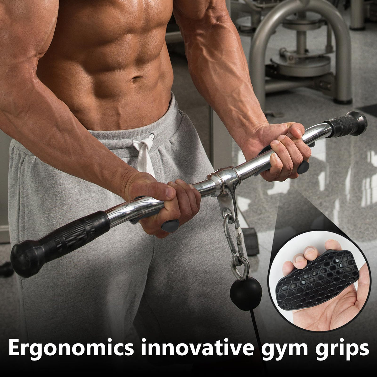 Krotour Rubber Gym Grips for Weights Training, Ergonomic Workout Grip for Weight Lifting Men Women Hand Protector Gym Gloves, Weight Lifting Grips for Bodybuilding, Deadlifts