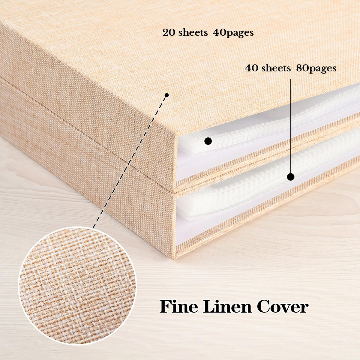 Mublalbum 12x12 Inch DIY Scrapbook Photo Album with 20 Plastic Sleeves 40 Pages Linen Cover 3 Ring Folder Binder for Wedding Baby Family and DIY Projects (Beige)