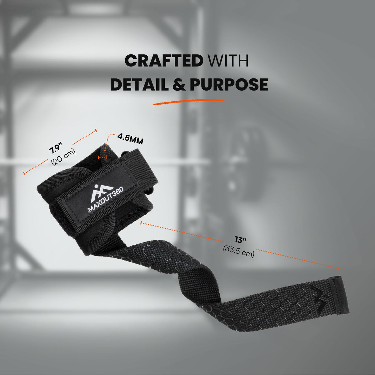 MaxOut360 Gym Lifting Straps with D Rings, Anti-Slip, Thick Padded Lifting Wrist Straps for Weightlifting for Cable Machines, Deadlifts, & Gym Training, Black