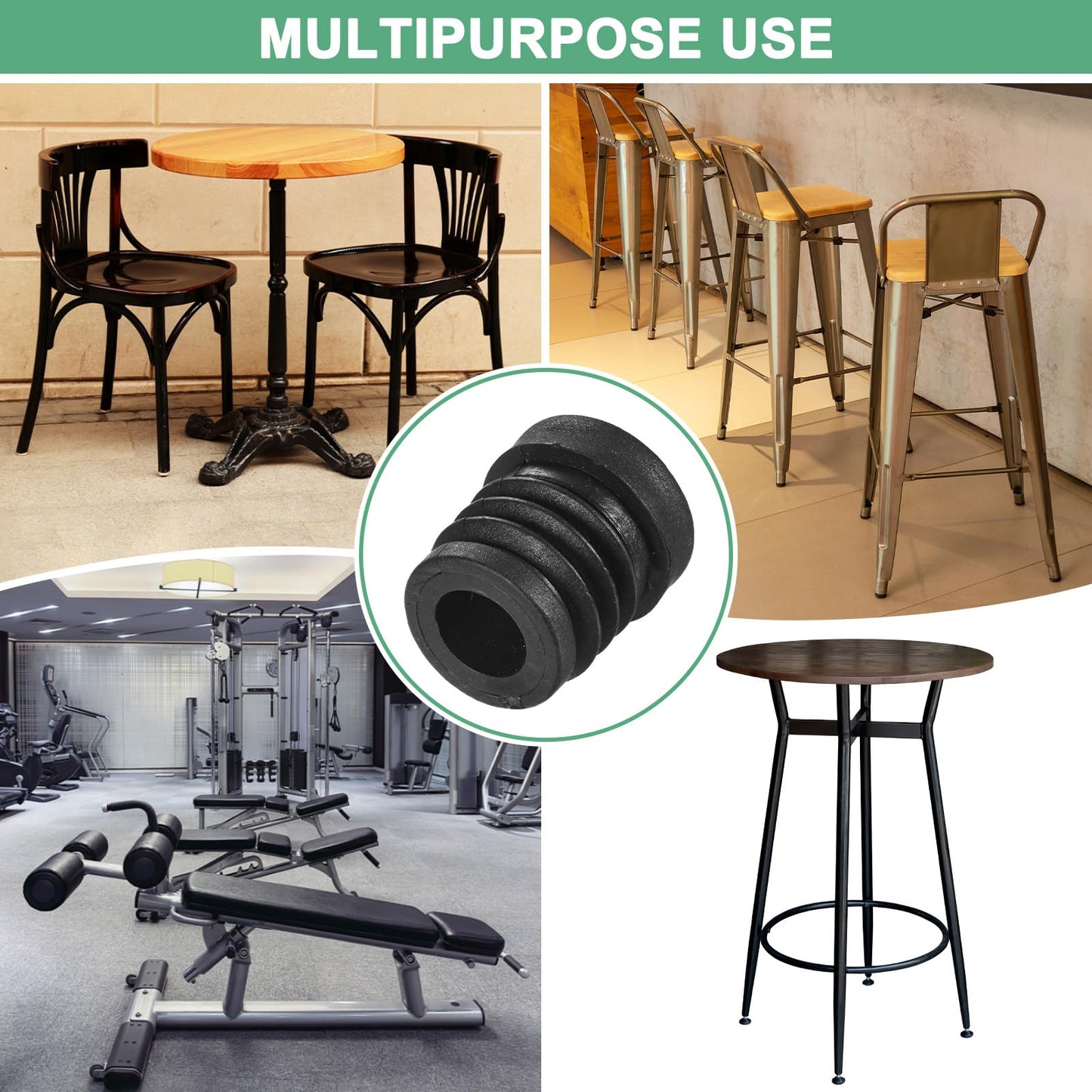 M METERXITY 6-Pack Inserts for Round Tubes with M8 Thread, 3/4" (19mm) OD Plastic Tube Insert for Chair/Table/Caster, Tubing End Cap Floor Protectors Metal Furniture Legs Glide Plug