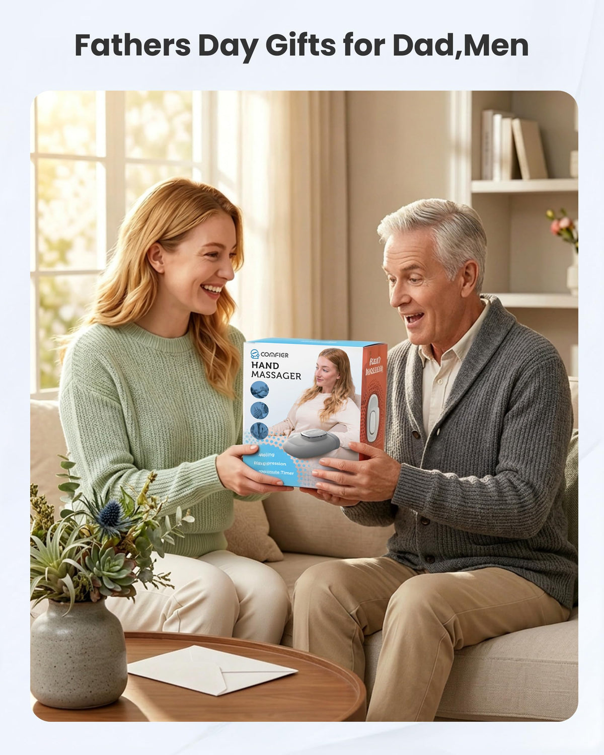 COMFIER【2026 Fathers Day Gift for Men, Cordless Hand Massager for Arthritis and Carpal Tunnel, Updated Bigger Electric Hand Massager with Heat and Compression,Wrist, Finger Massage