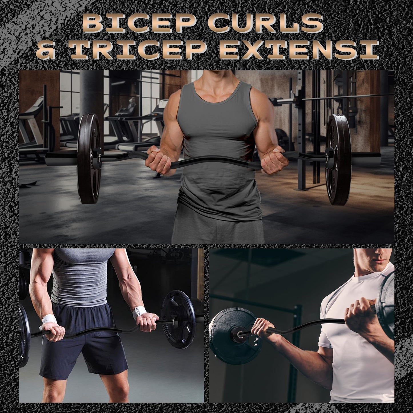 Barbell for Home Gym, 500LB to 1500LB Capacity with Copper Sleeves, for Weightlifting & Powerlifting (Multiple Sizes: 4FT Short b-Ar, 47" EZ Curl b-Ar, 7FT Power b-Ar)