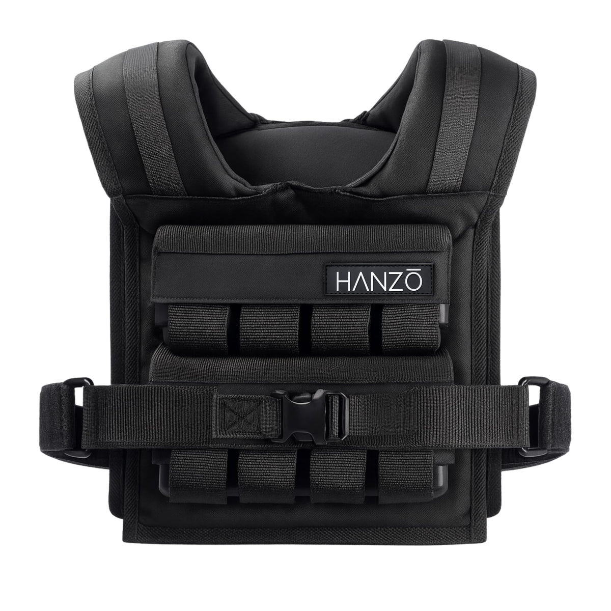 HANZO Weighted Vest for Men - Rucking & Strength Training Vest 25lbs–65lbs, Weight Vest With Removable Iron Weights, Adjustable Heavy Duty Weighted Workout Vest for Calisthenics & Fitness Training, Rucking Vest