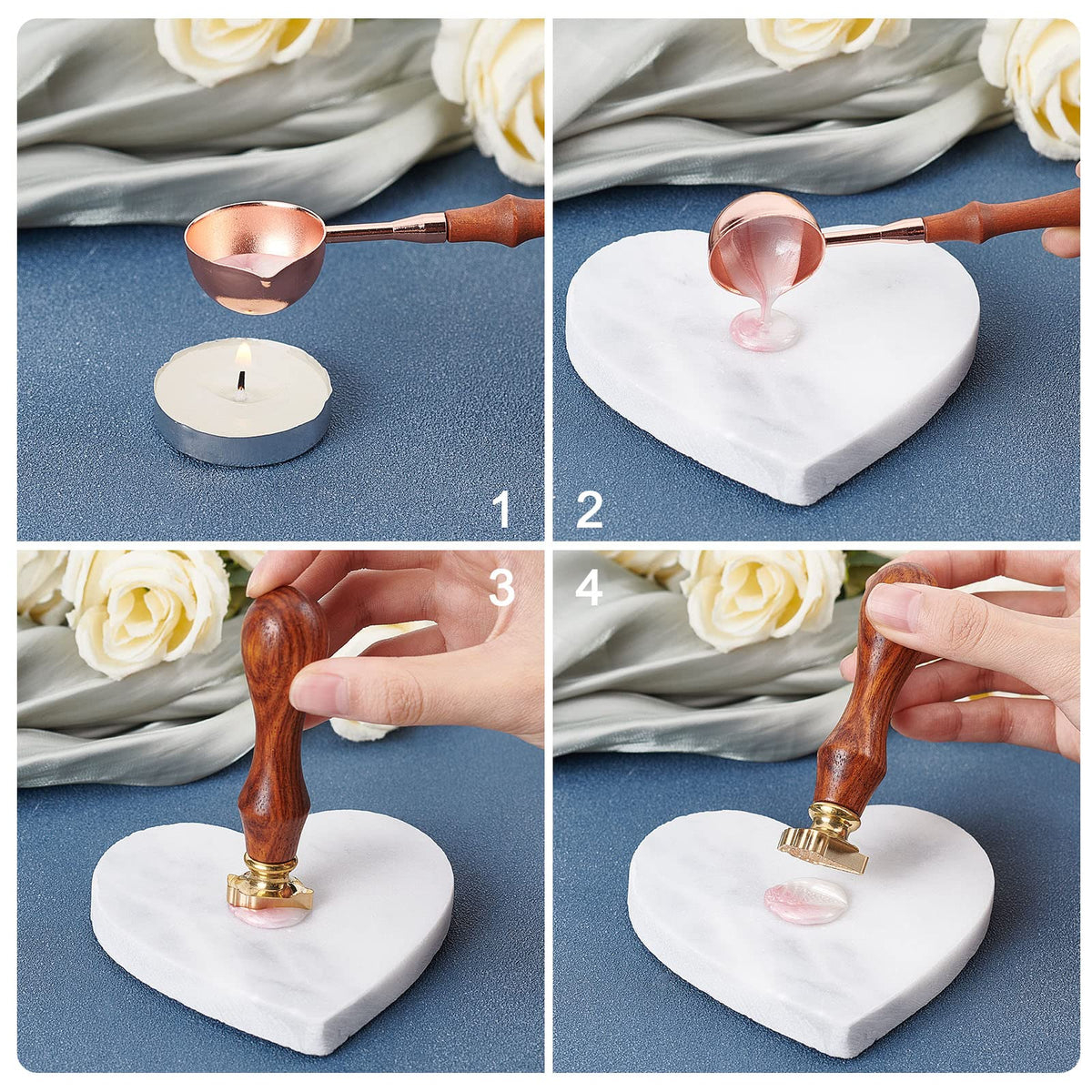 CRASPIRE Wax Seal Stamp Bear Vintage Sealing Wax Stamps Removable Brass Head Sealing Stamp with Wooden Handle for Wedding Invitations Valentine's Day Envelope Christmas Thanksgiving Gift Wrap