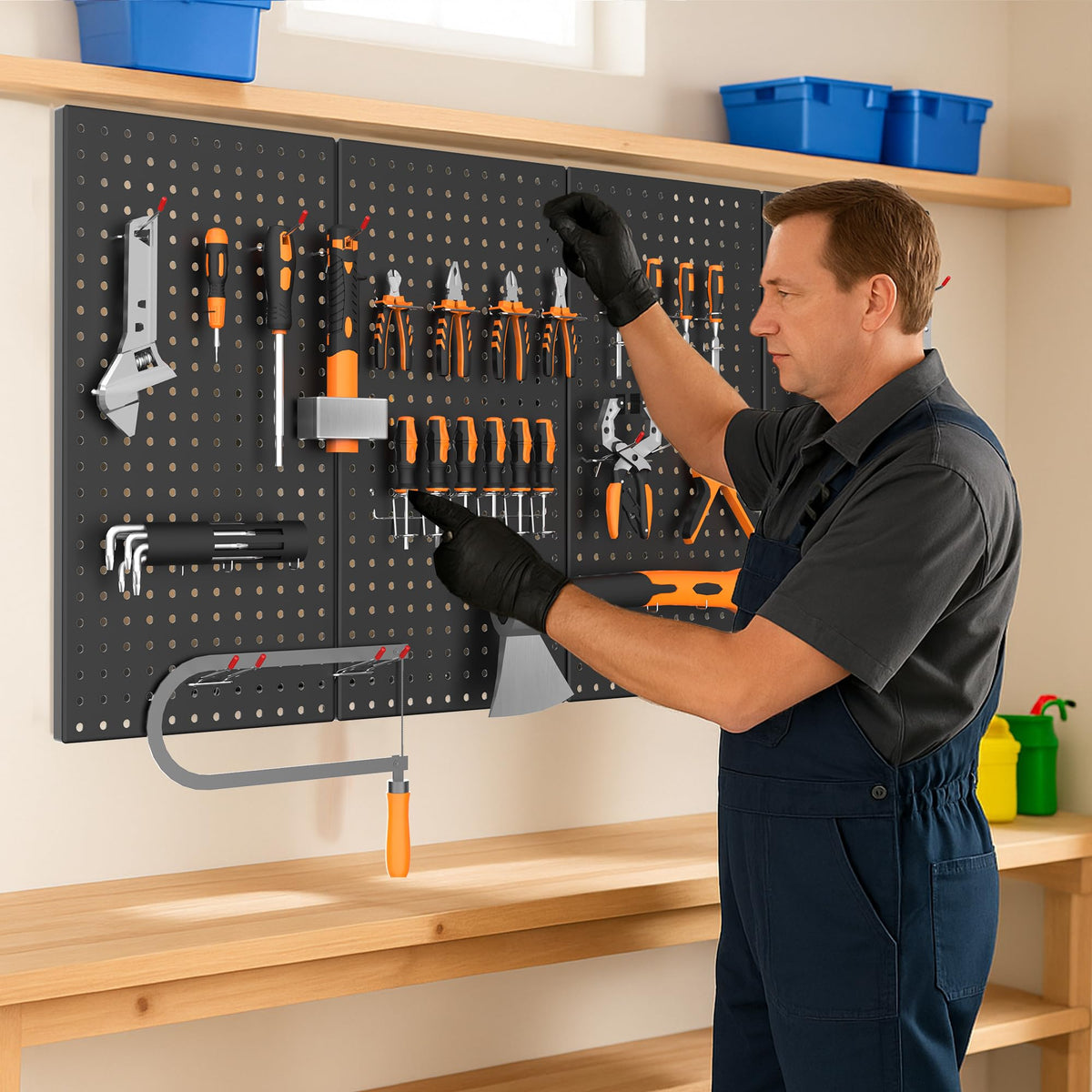 Ultrawall 4 Pack Metal Peg Board Panels with Hooks, Pegboard Wall Tool Organizer for Garage, 84pcs Peg Board with Accessories, 24"X12"