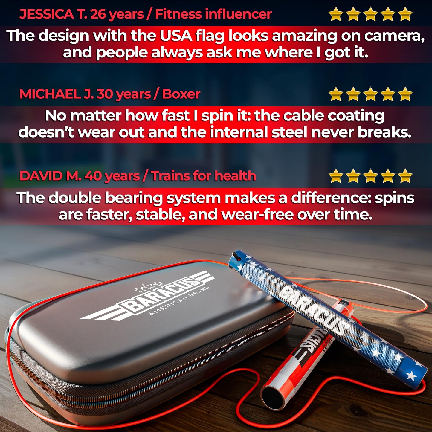 BARACUS Jump rope for women, men, kids | gym accessories for women | at home workout equipment | pesas para ejercicios en casa β Professional Speed Rope with Knurled Aluminum Handles & Hard Case