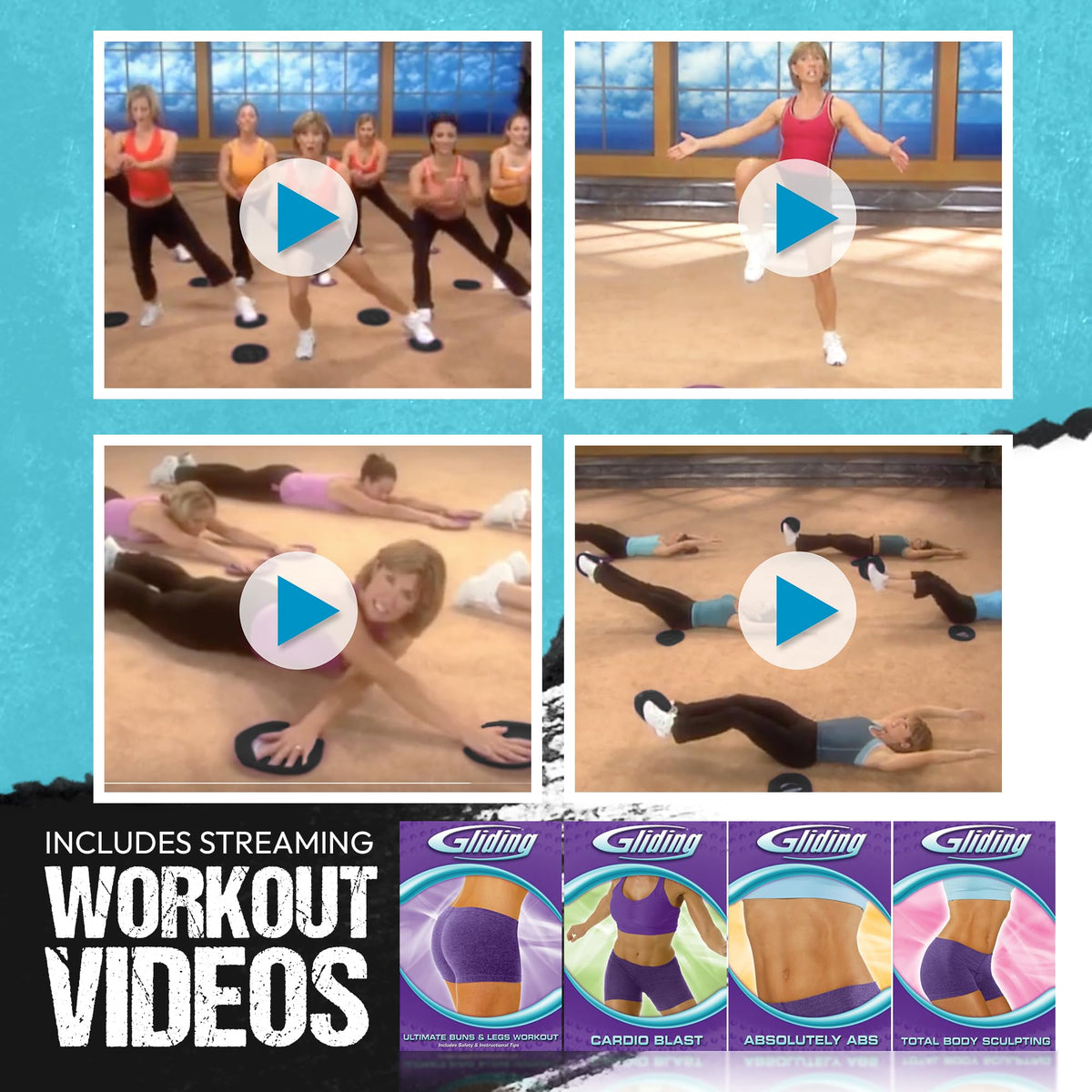 Gliding Discs for Working Out - Black - Sliding Discs for Carpet Floors, 1 Pair, Authentic Original Discs for Full Body Resistance Workout, Includes 4 Streaming Video Workouts - Home Exercise