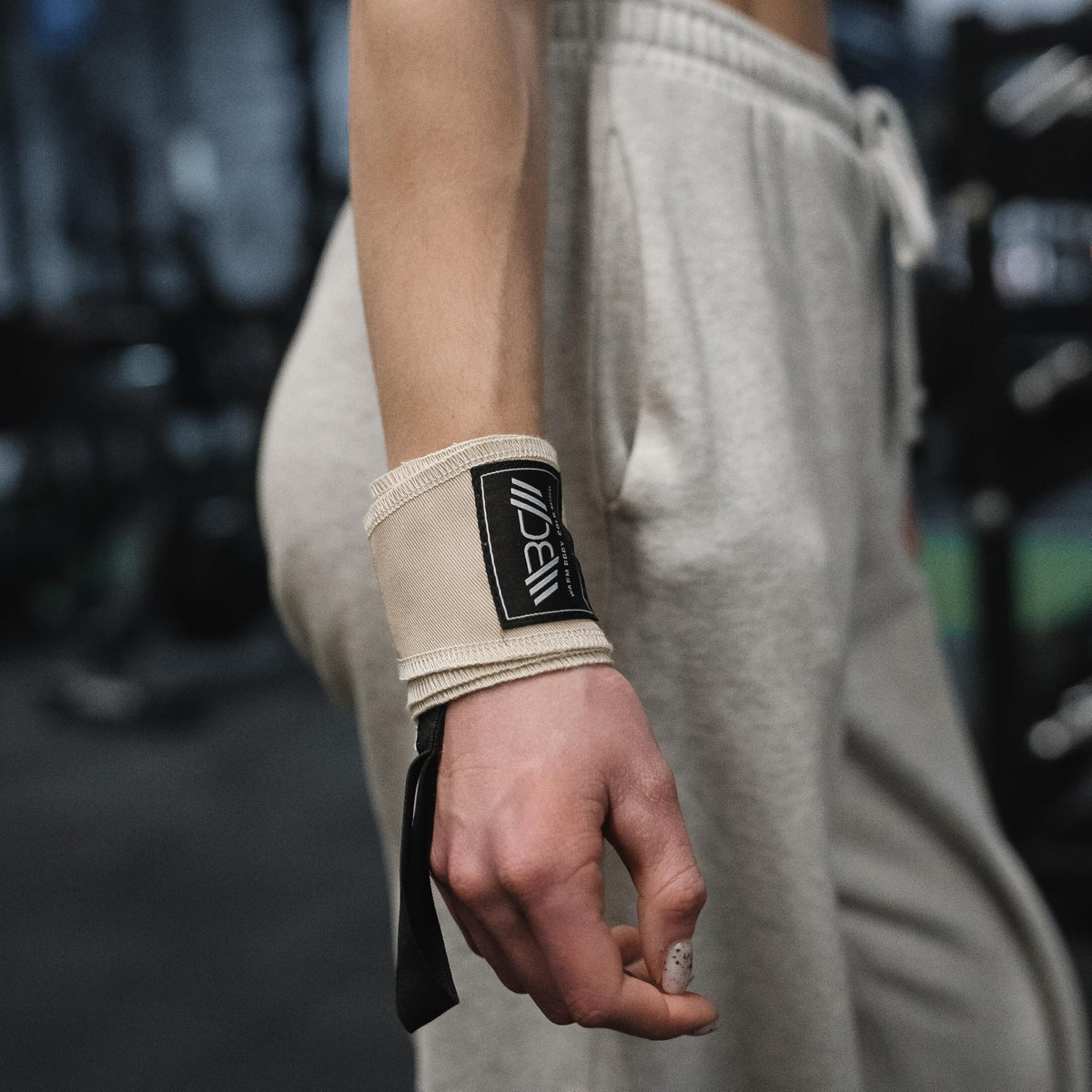 WARM BODY COLD MIND - Premium Cotton Weight Lifting Wrist Wraps for Cross Training, Powerlifting, Deadlift, Weightlifting, Gym, Wrist Straps, Workout, Fitness, Heavy-Duty Support (Light Beige)