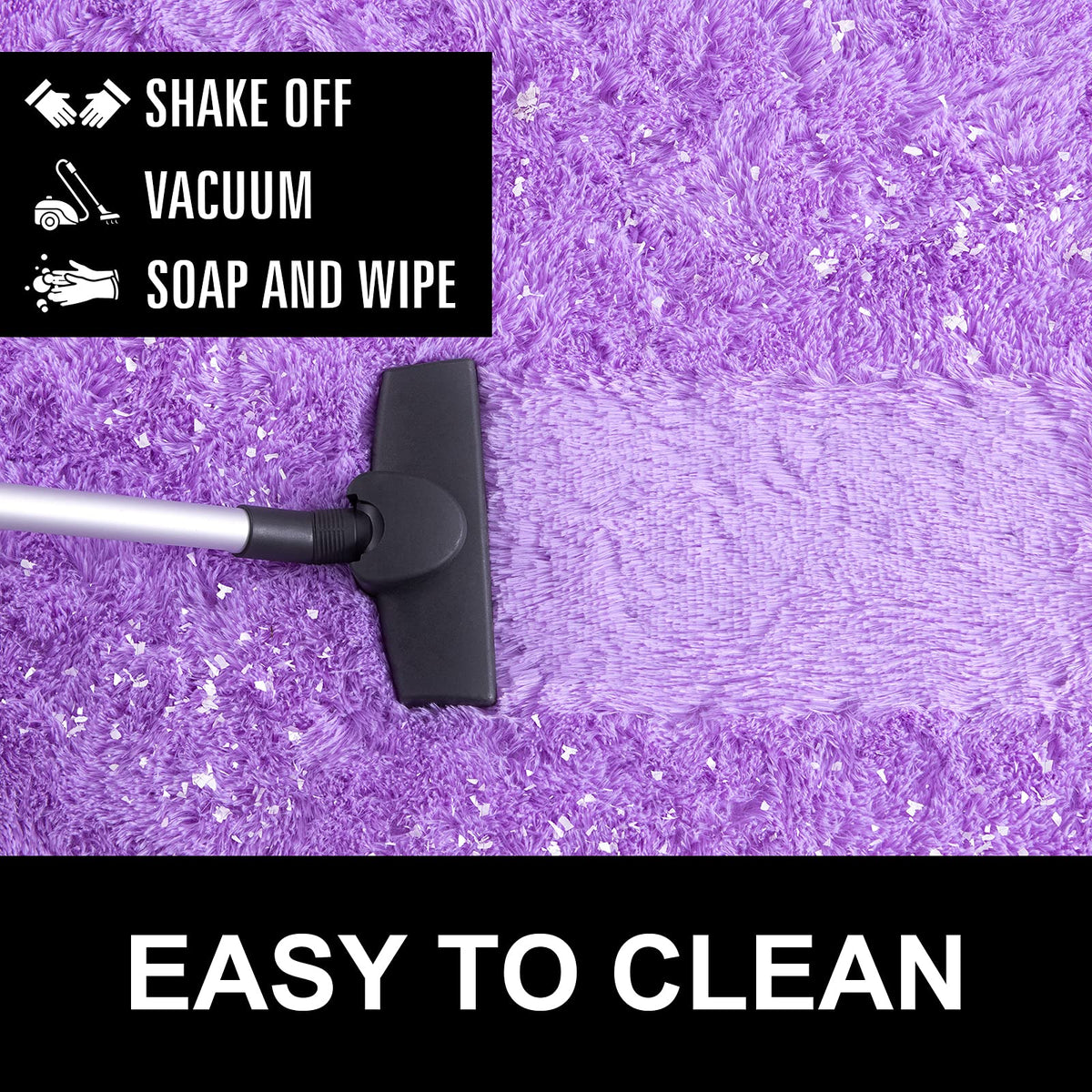 LOCHAS Bedroom Rug 2.6' x 5.3', Purple Fluffy Shaggy Area Rug for Bedroom Bedside, Soft Oval Throw Rugs Carpet for Kids Girls Nursery Living Room Home Decor