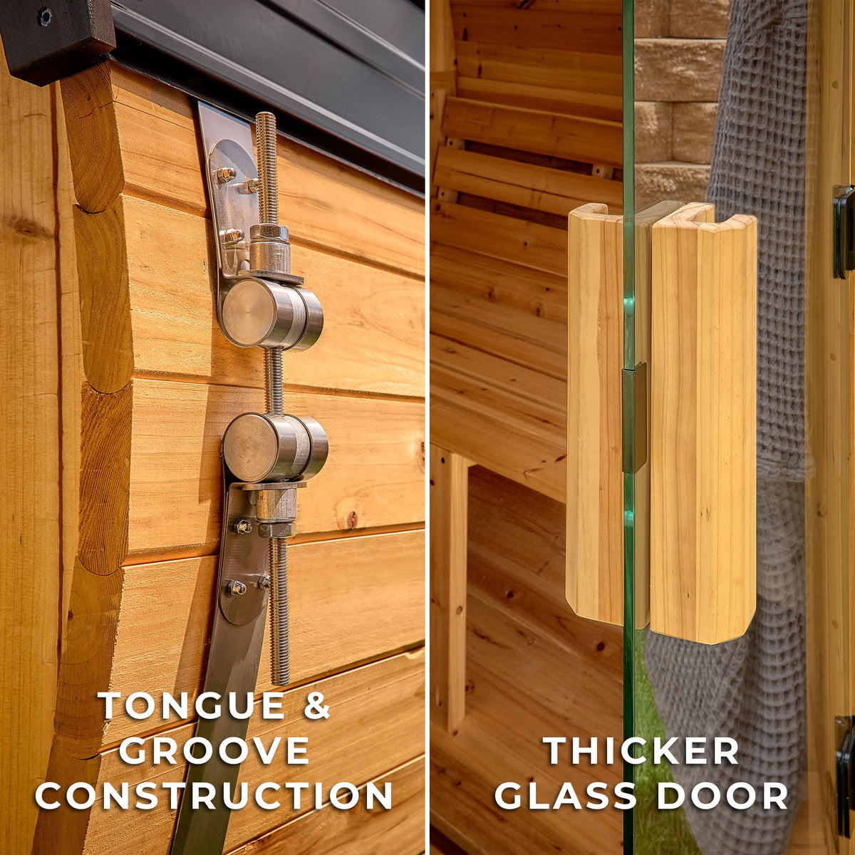 Backyard Discovery Paxton 2-4 Person Traditional Cedar Outdoor Barrel Sauna with Electric Sauna Heater, Front Porch, Sauna Rocks, Dry Heat, Steam Sauna, LED Lights, Wi-Fi Panel, Sauna Accessories