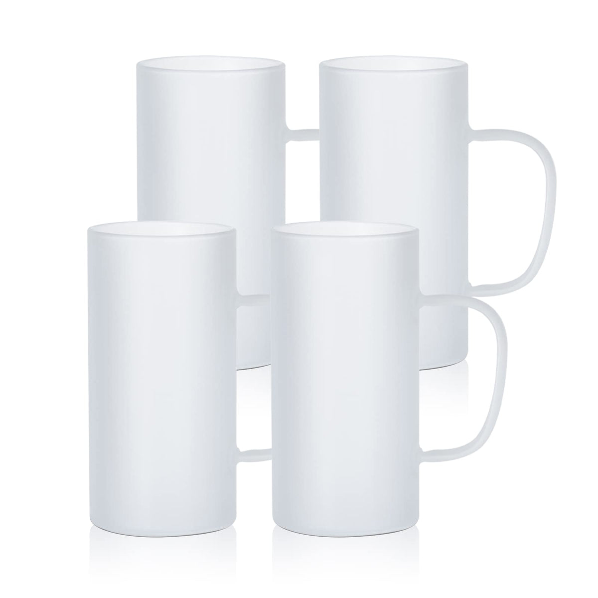 PYD Life Sublimation Glass Blanks Beer Mugs Frosted 22 OZ Coffee Tumblers Cups with Handle for Mug Tumbler Heat Press Printing UV DTF HTV DIY Projects 4 Pack