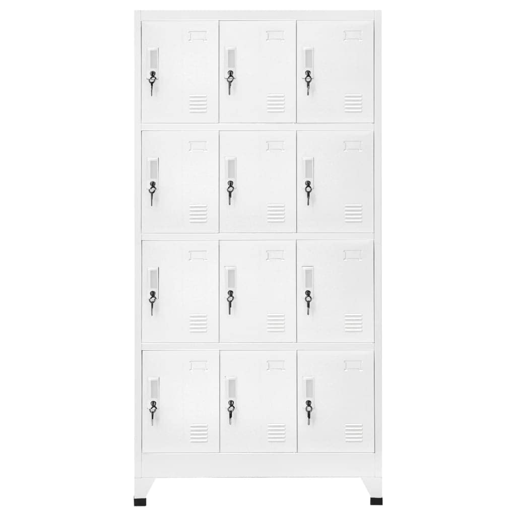Roanoer Steel Locker Cabinet Large 12 Door Grey 35.4"x17.7"x70.9" Heavy Duty Office Storage Cabinet Metal Wardrobe Organizer for Living Room Hallway Gym