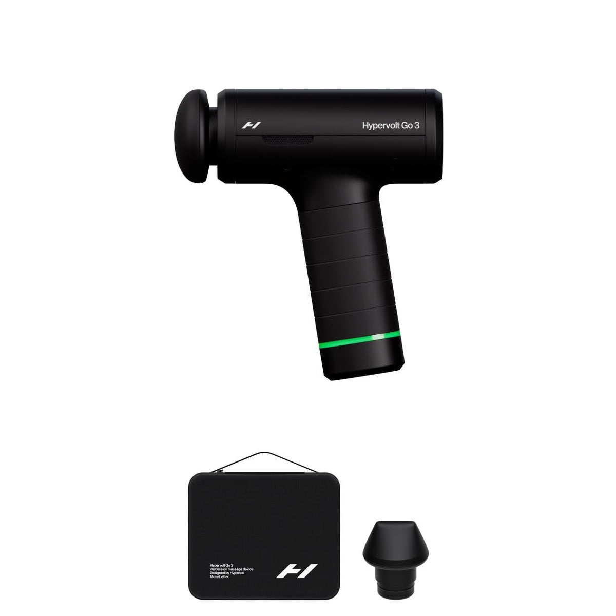 Hyperice Hypervolt Go 3 – Compact Handheld Percussion Massage Gun with QuietGlide Technology | 3 Speeds, Portable Lightweight Design | Helps Relieve Muscle Soreness and Improve Recovery