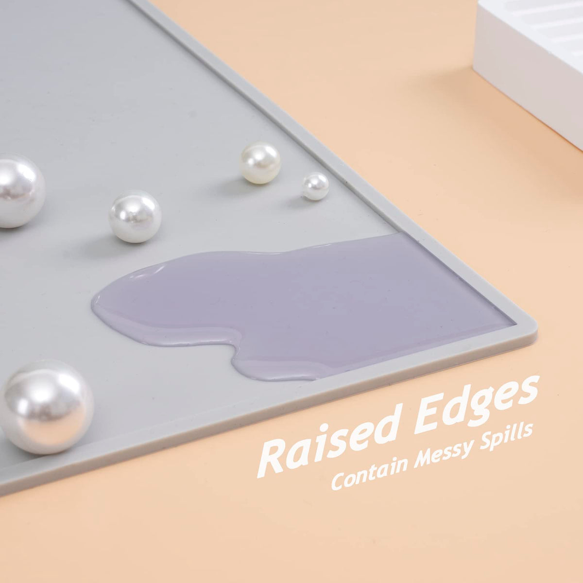 SAPID Extra Large 32"x24" Silicone Painting Mat with Raised Edges, NonStick Silicone Craft Mat for Resin Casting, Silicon Art Matt for Kids, Creator, Silicone Mats for Crafts, Clay, DIY, Gray
