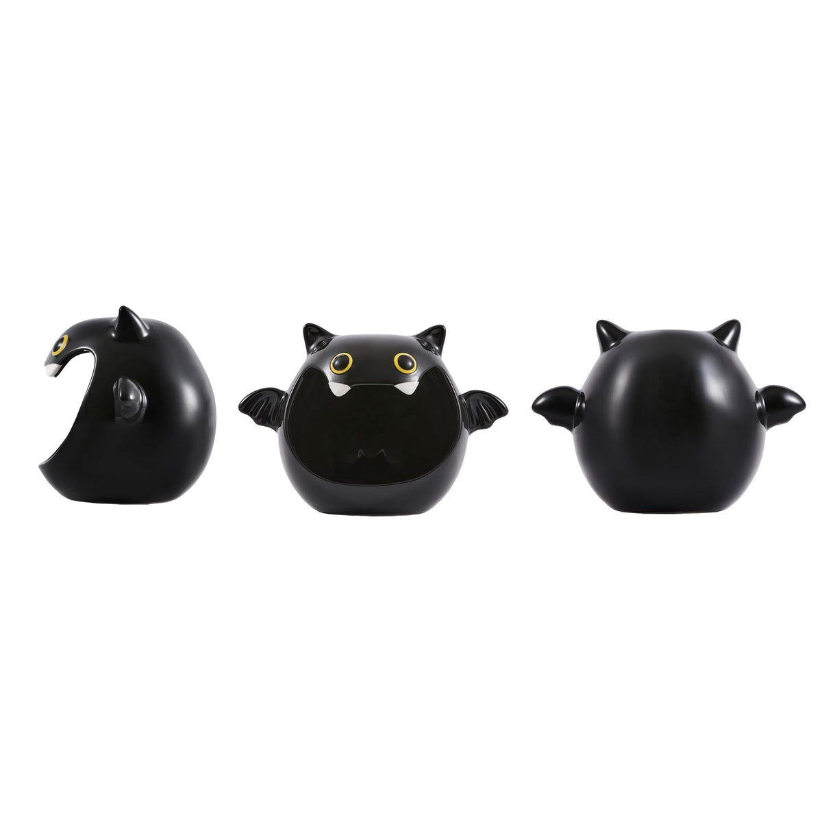 Bico Black Bat Ceramic Candy Bowl Holder with Large Opening, Dish for Candy, Cookie, Candles, Halloween Decoration, Day of The Dead Decor