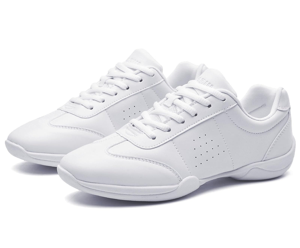 DADAWEN Adult & Youth White Cheerleading Shoe Athletic Sport Dance Shoes Training Competition Tennis Sneakers Cheer Shoes White US Size 12 M Little Kid