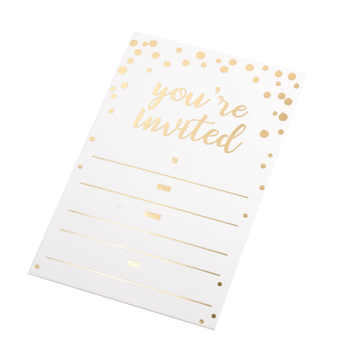 50 Pack Invitation Card - Elegant Greeting Cards ‘’You are Invited’’ in Gold Foil Letters – for Wedding, Bridal Shower, Baby Shower, Birthday Invitations - 52 Kraft Envelopes Included - 4" x 6"
