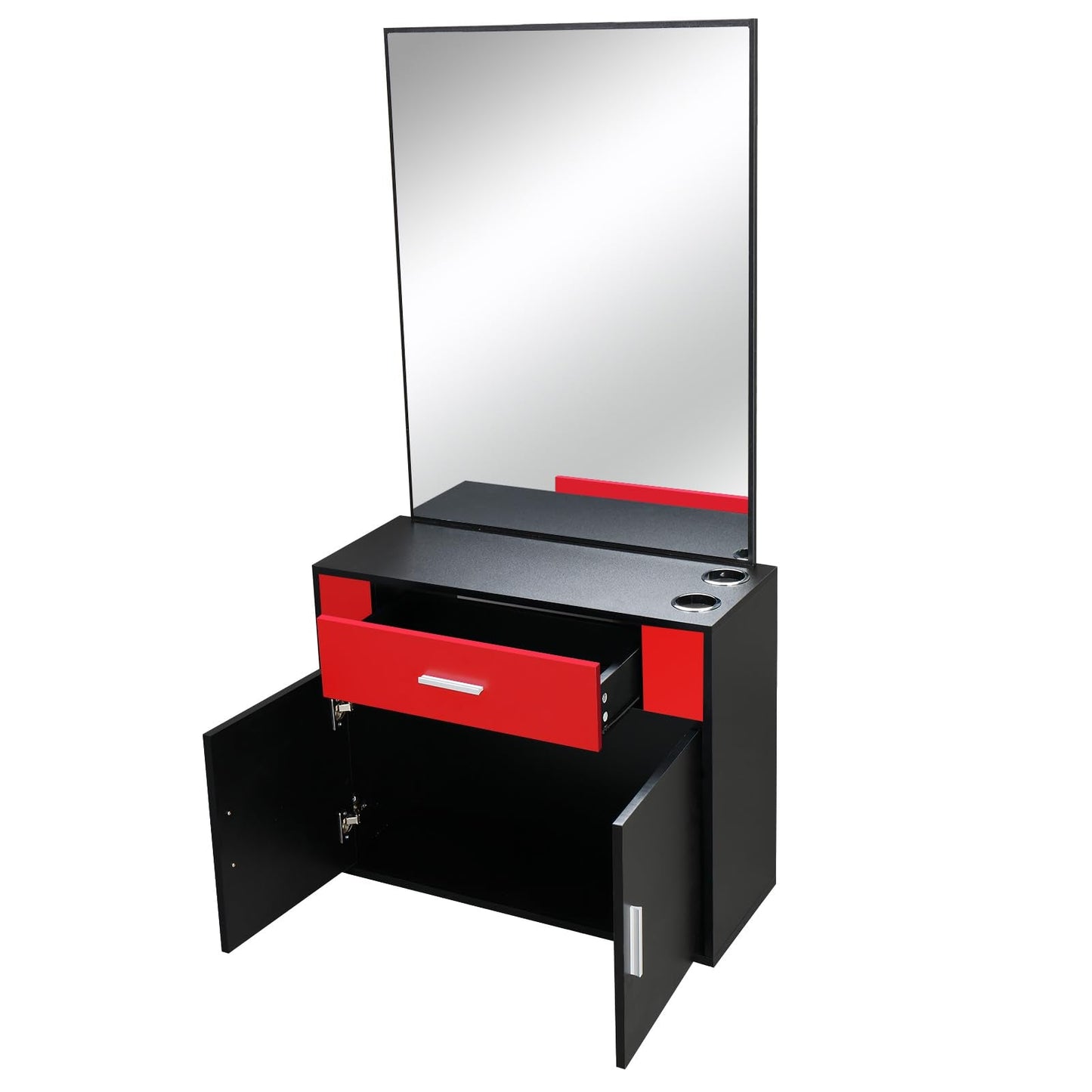 JHshop Barber Salon Station Organizer Cabinet Makeup Hair Styling Beauty Spa Equipment Set, Wall Mount Salon Station Barber Stations Styling Station with Mirror Barber Beauty Spa Salon Equipment
