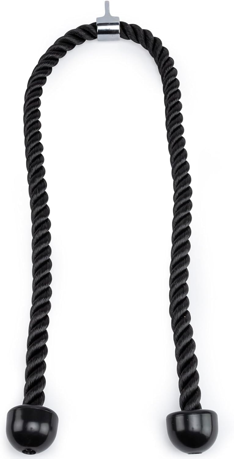 55 Inches Double Length Tricep Pull Down Rope - Heavy Duty Rope Attachment for Cable Machine, 360° Swivel Connector, Long Tricep Rope for Gym Home Commercial Workouts (4 Feet 7 Inch)