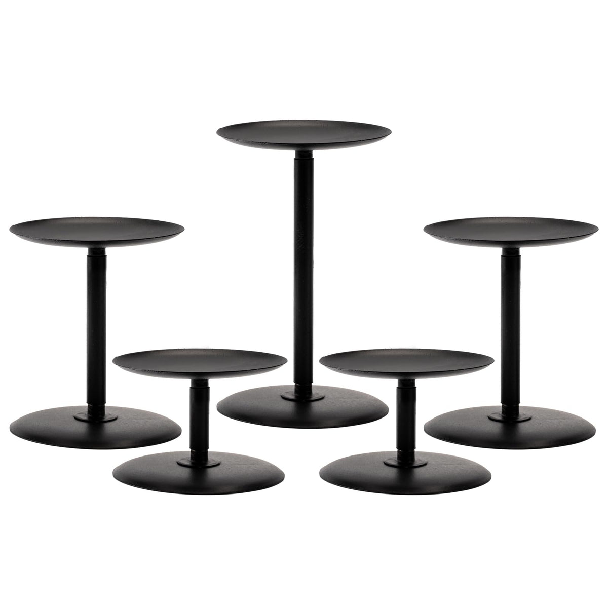 Homemory Christmas Metal Fall Candle Holders Stands for Pillar Candles Set of 5, Candleholder Sets for Table Centerpiece Fireplace (5, Black)