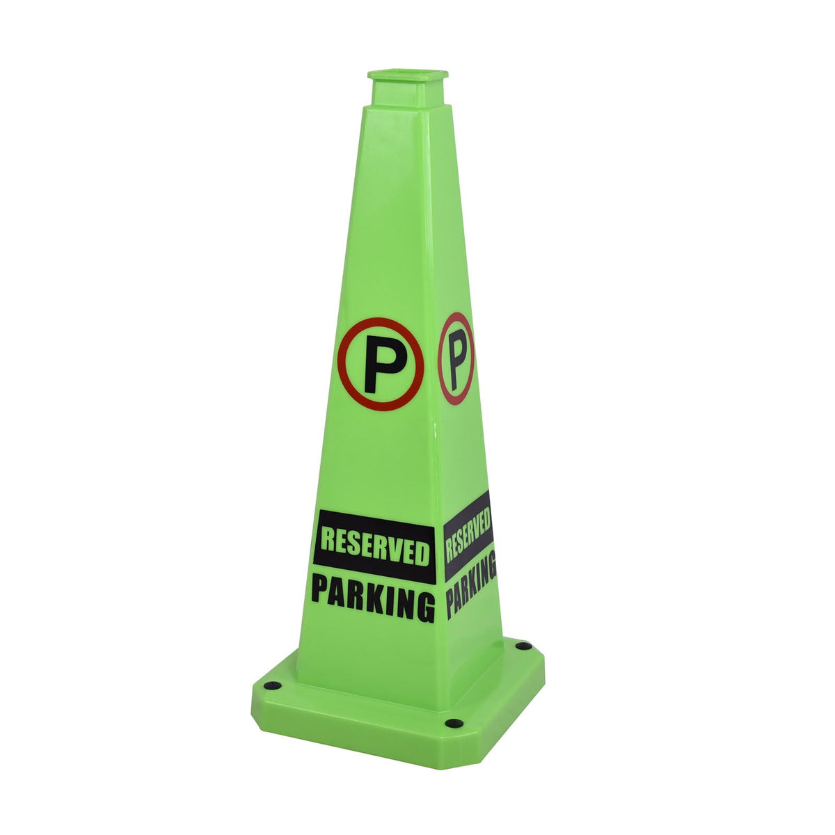 OranclUS 3 Pack 36 Inch 4-Sided Safety Cone, “Revised Parking” Green Message Cone, Extra Tall High Visibility Durable PVC Stackable Traffic Cones (3, Green-Revised Parking, 36inch Printed)