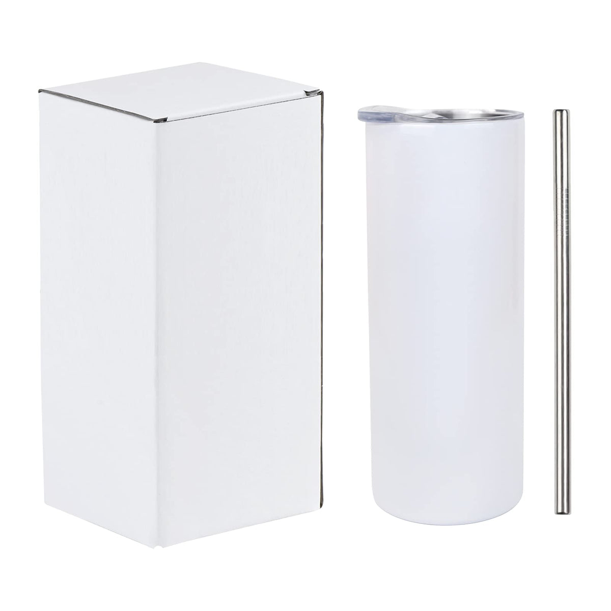 MAIKESUB Sublimation Tumbler 20oz Skinny Straight, 4 Pack White Triple-Wall Vacuum Insulated Tumblers for Heat Press Printing