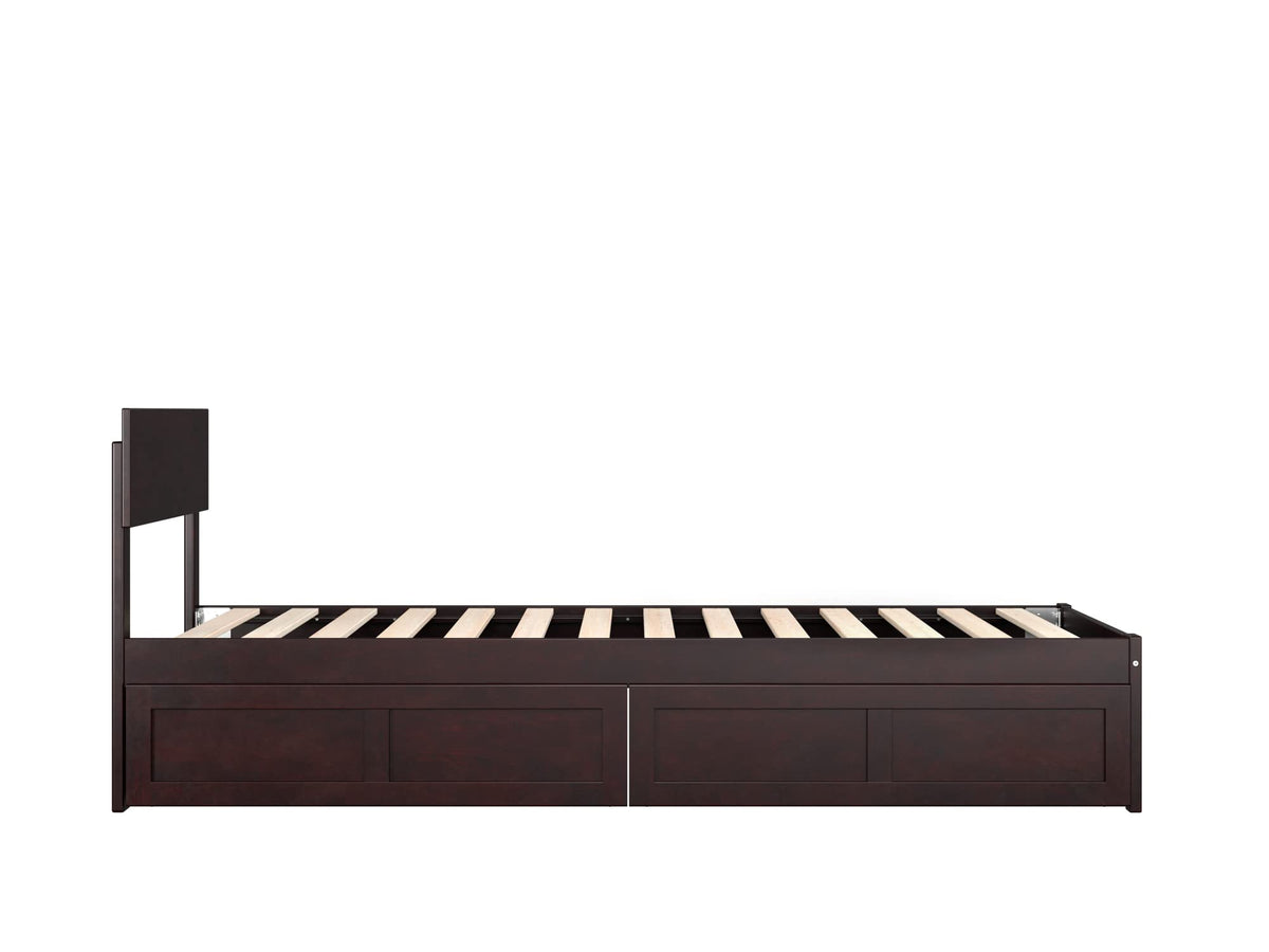 AFI, Boston Twin XL Platform Bed with 2 Underbed Storage Drawers, Espresso