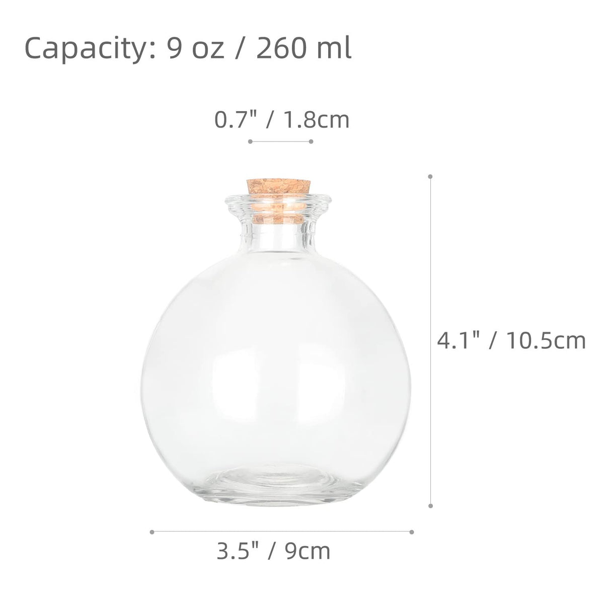 Magic Season Decorative Glass Bottles with Cork Stoppers - 260 ml Potion Bottles (6 Pcs)