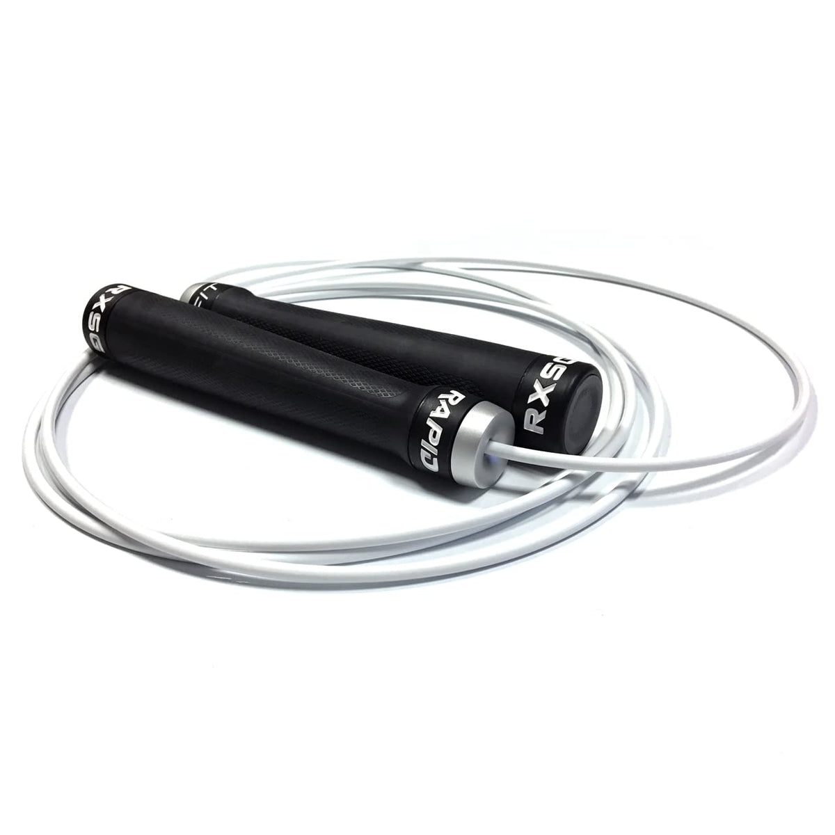 RX Smart Gear RapidFit Jump Rope | Adjustable Jumping Rope w/Ergonomic Dual Bearing Handles, Fitness Skipping Rope for Exercise, Workout, Sports Training, White