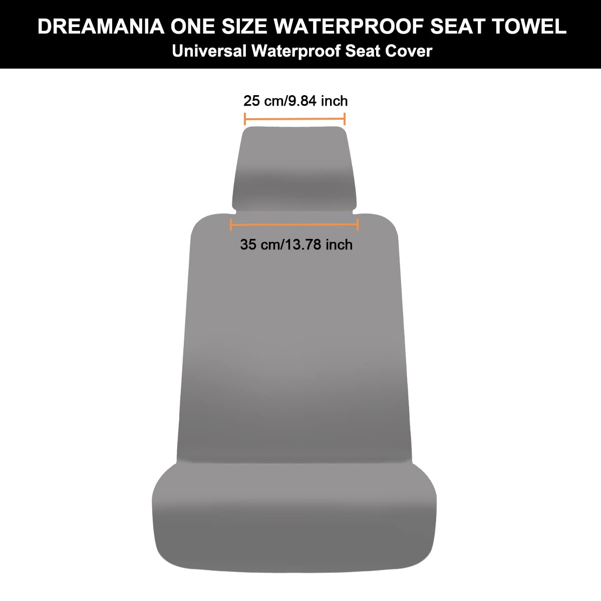 DREAMANIA Waterproof Seat Cover, Upgraded Sweat Carseat Protector, Perfect for Universal Anti-Slip Car Truck SUV Seat, Ideal for Surfing Yoga Gym Workout, Grey
