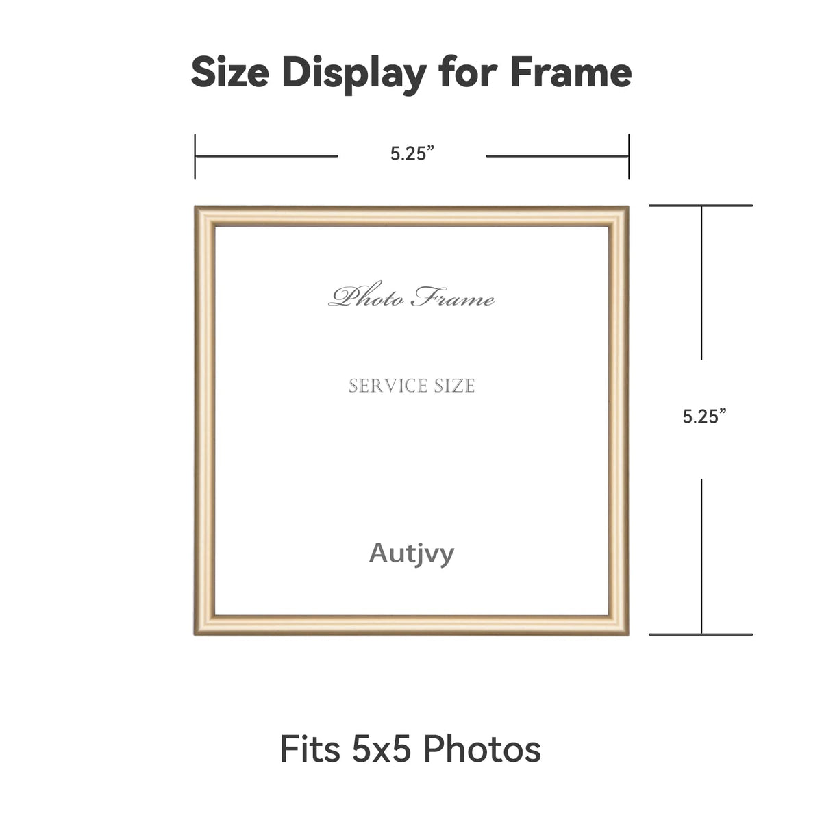 Autjvy 5x5 Picture Frames Gold - Brushed Brass Modern Simple Thin Aluminum Metal Photo Frame with HD Real Glass, Display for Tabletop and Wall Collage. (2 Pack)