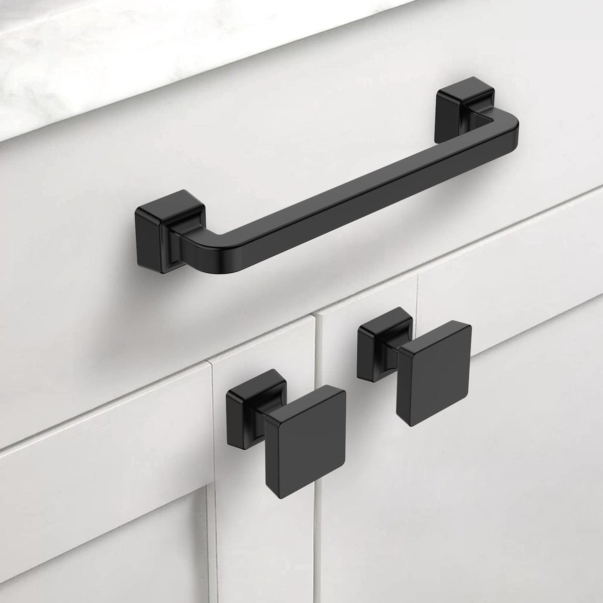Asidrama 5 Pack 1-1/4 inch Matte Black Kitchen Cabinet Knobs Dresser Knobs Drawer Knobs Cabinet Hardware Zinc Knobs for Dresser Drawers