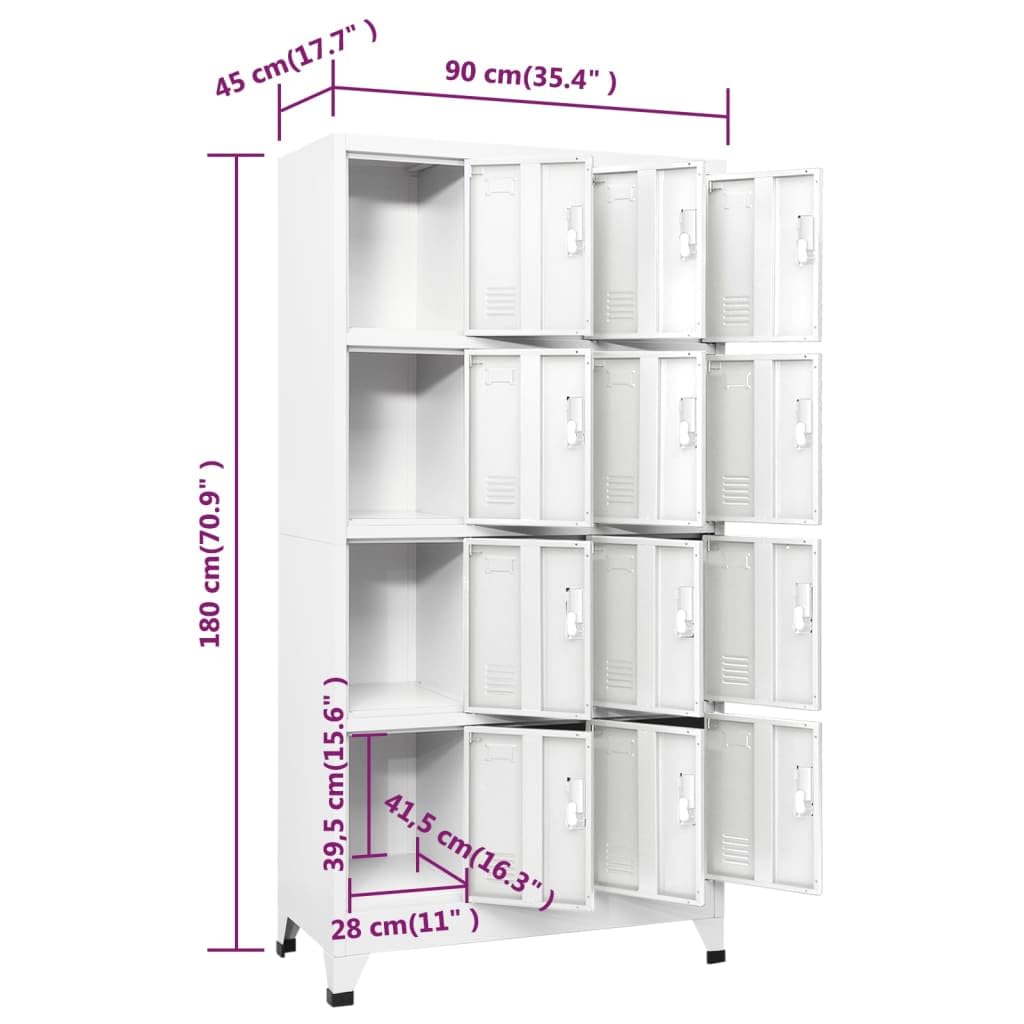 FWIKDUN Steel Cabinet Locker with 12 Spacious Compartments, Industrial Grey Rectangular Storage Unit for Office and Gym Organization