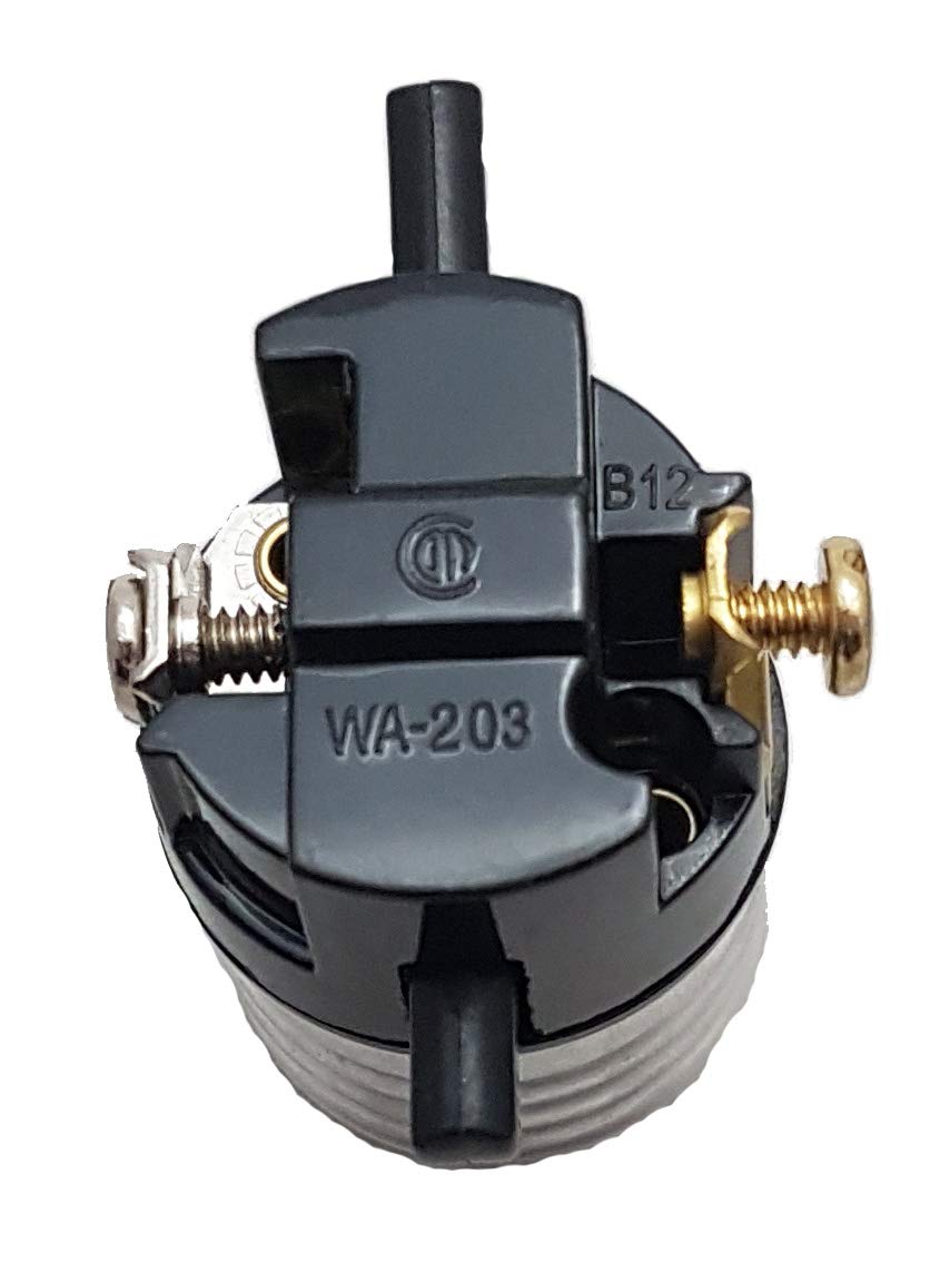 B&P Lamp® Nickel Plated Finish Table Lamp Wiring Kit with a 7 Inch Harp and Push-Thru Socket