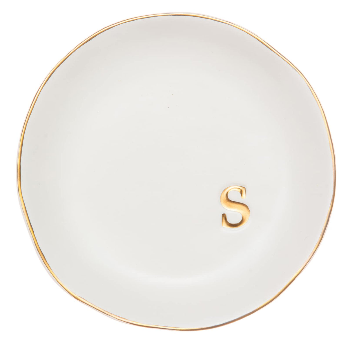 COLLECTIVE HOME - Ceramic Jewelry Tray, Decorative Trinket Dish for Rings Earrings Necklaces Bracelet Watch Keys, Birthday Mother's Day Christmas Gift for Women, 4.75", White Surface (S)
