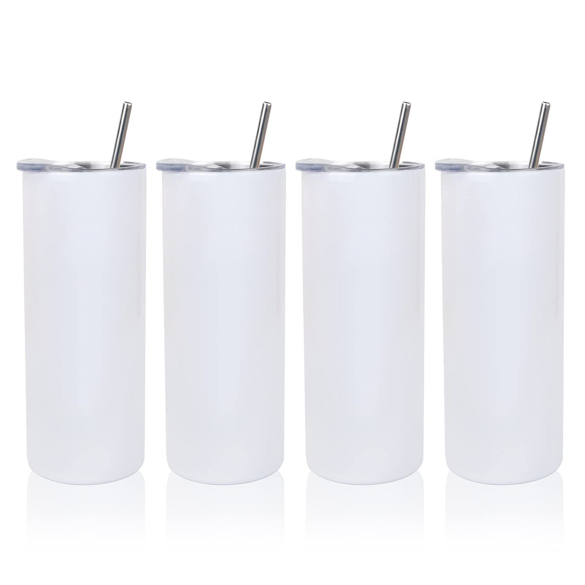 MAIKESUB Sublimation Tumbler 20oz Skinny Straight, 4 Pack White Triple-Wall Vacuum Insulated Tumblers for Heat Press Printing