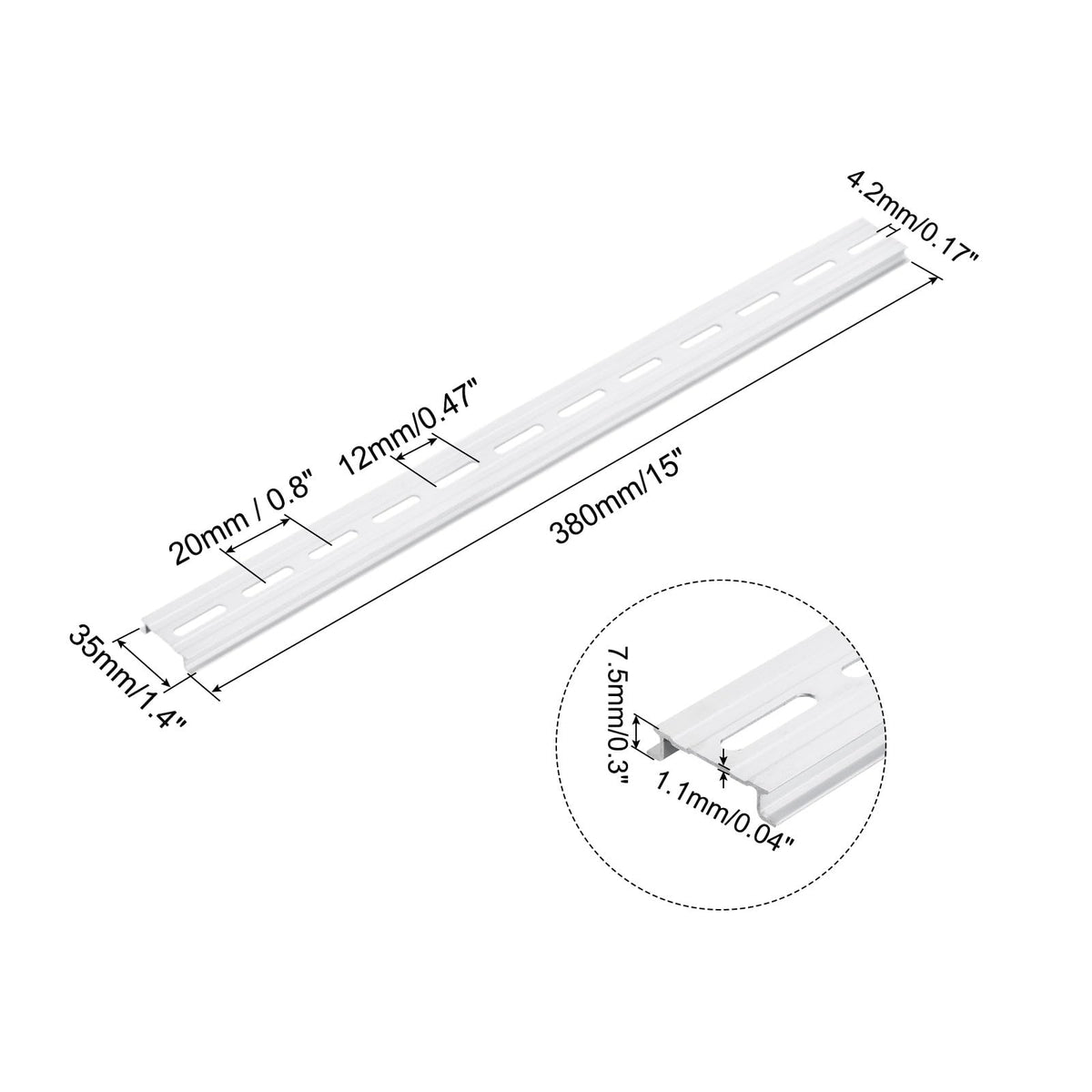 MECCANIXITY DIN Rail Slotted Aluminum Mounting Guide 15 Inch x 1.4 Inch x 0.3 Inch for Equipment Installation Pack of 10 Pcs