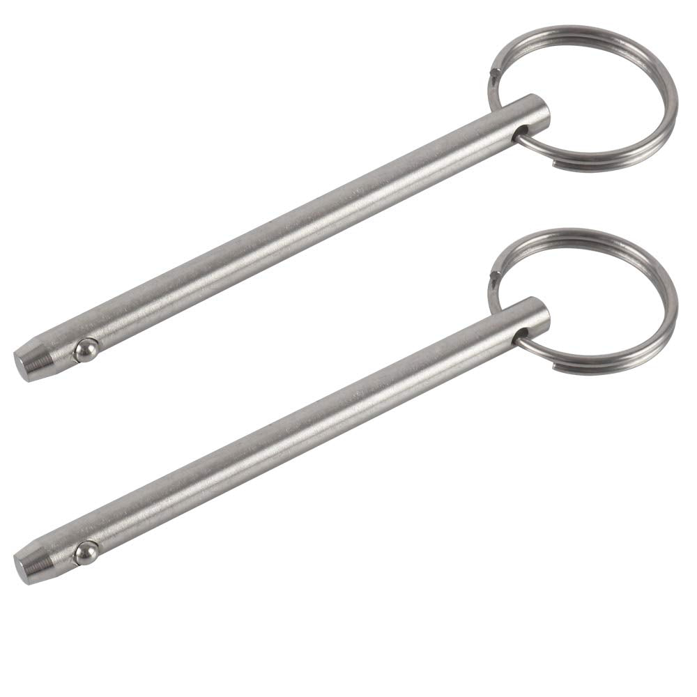 4 Pack Quick Release Pin, Diameter 1/4"(6.3mm), Overall Length 3.75"(95mm), Usable Length 3"(76mm), Full 316 Stainless Steel, Bimini Top Pin, Marine Hardware