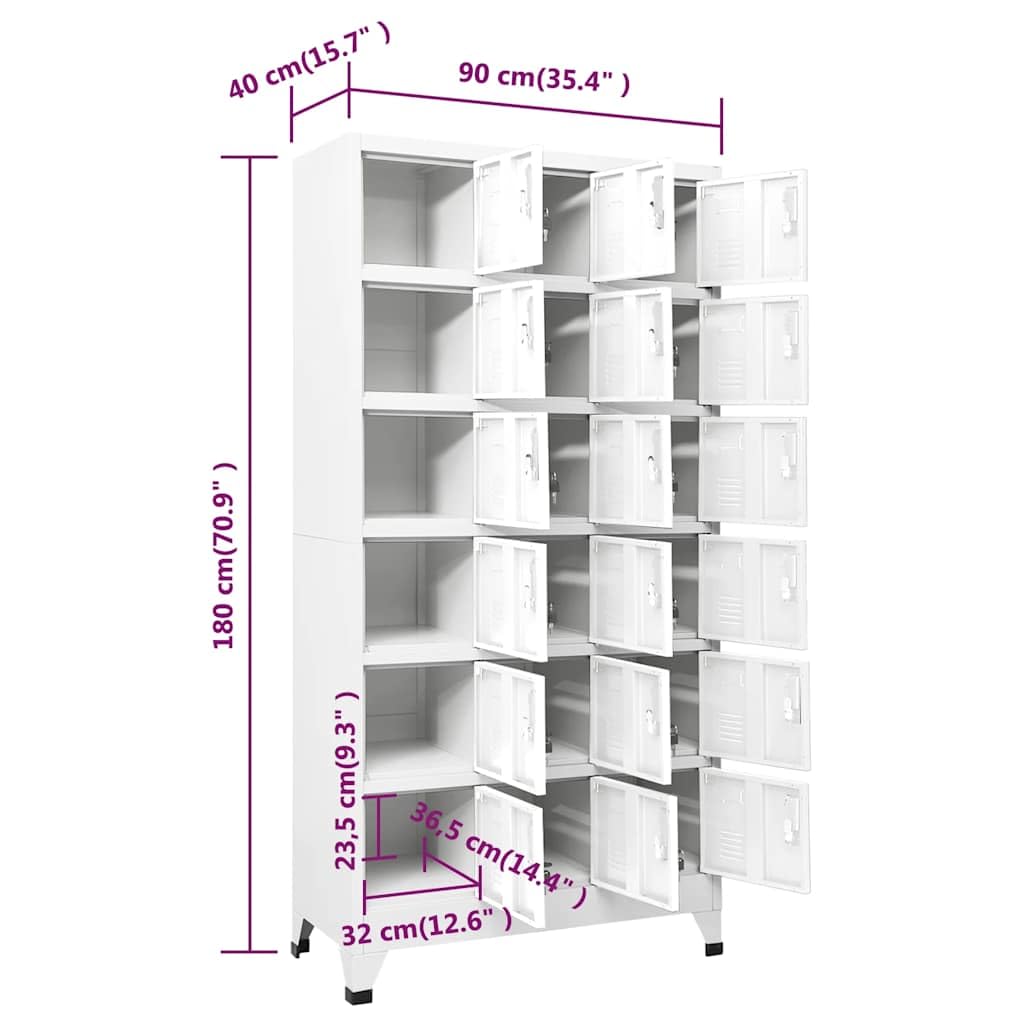 Xolmizyn 18-Compartment Industrial Locker Cabinet, Heavy Duty Metal Storage Organizer for Office Gym School, Matte Gray Sheet Metal Locking Cabinet 35.4 x 15.7 x 70.9 Inches