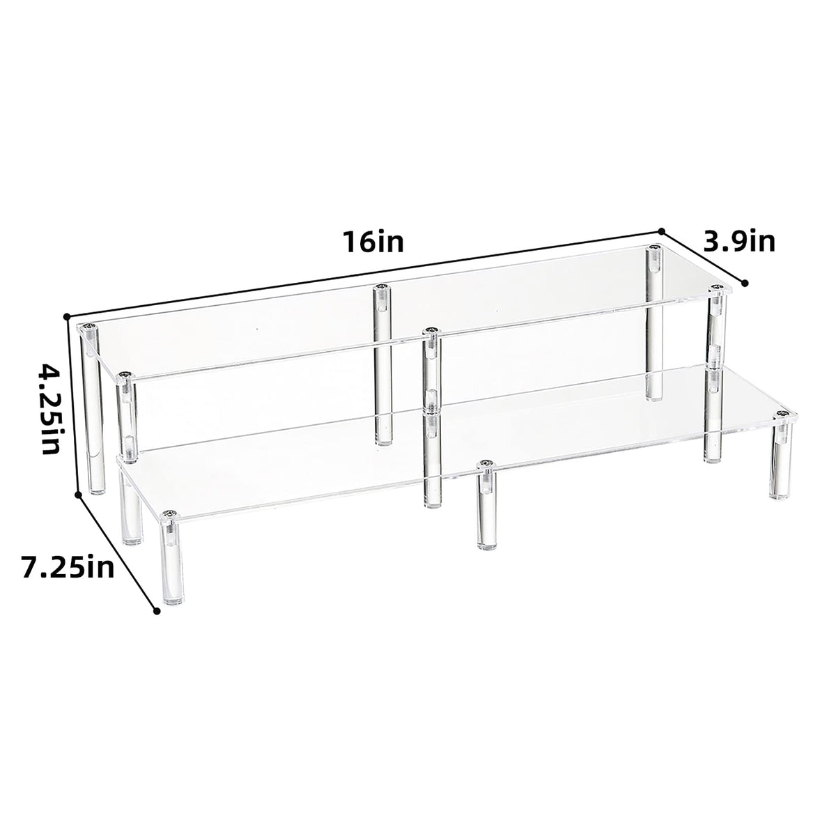 BYCY 2 Tier Clear Acrylic Display Stand Cupcakes Holder, Dessert Display Riser for Great Event, Birthday Party, Wedding Party ( 1 Pack - 16" X 6.9" X 4.25" )