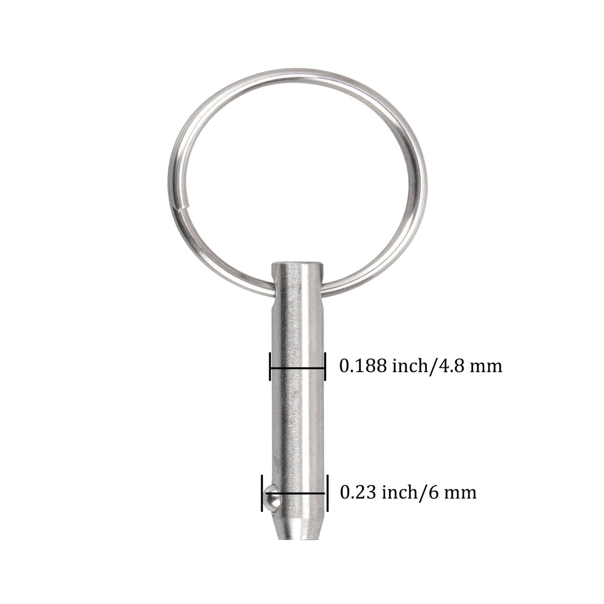 4 PCS Marine 316 Stainless Steel Quick Release Pin Bimini Top Pin, Diameter 3/16"(4.8 mm), Overall Length 1.37"(35 mm), Usable Length 0.866"(22 mm)