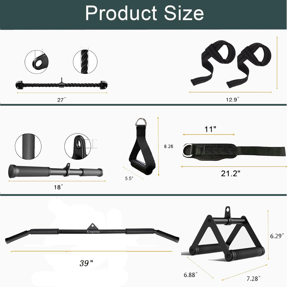 Kinglotus Cable Machine for Home Gym,Triceps Press Down Cable Machine attachments,LAT Pull Down attachments,Triceps Pull Down attachments,Fitness Equipment Cable Accessories