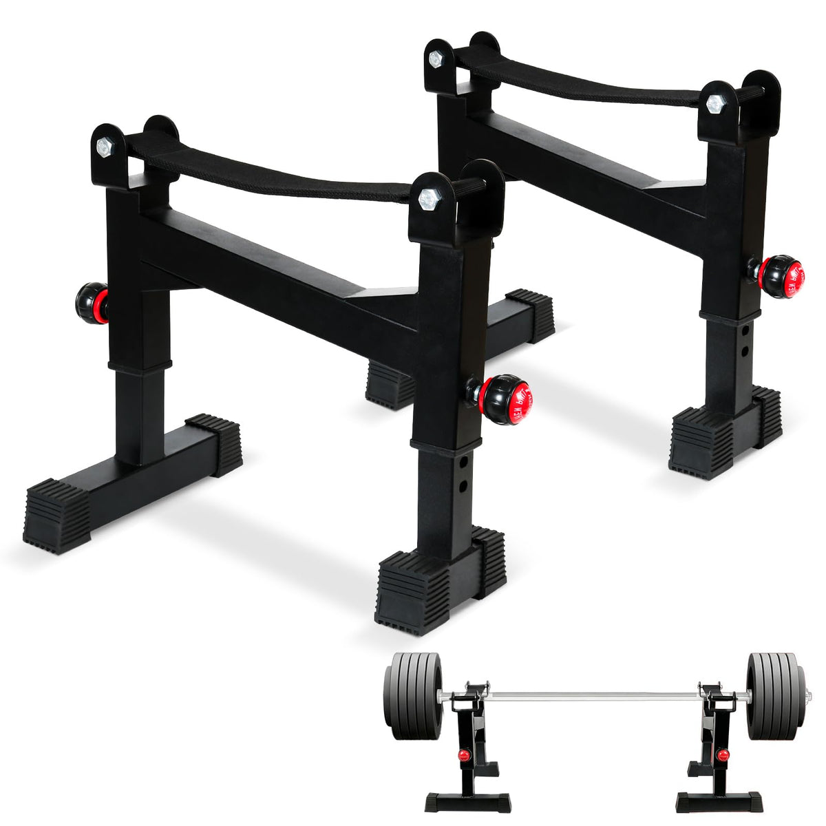 UBCTECH Deadlift Jack Barbell Stand - Heavy Duty Barbell Jack Deadlift - Adjustable Deadlift Platform for Home Gym Weightlifting Easily Load 880 Lbs