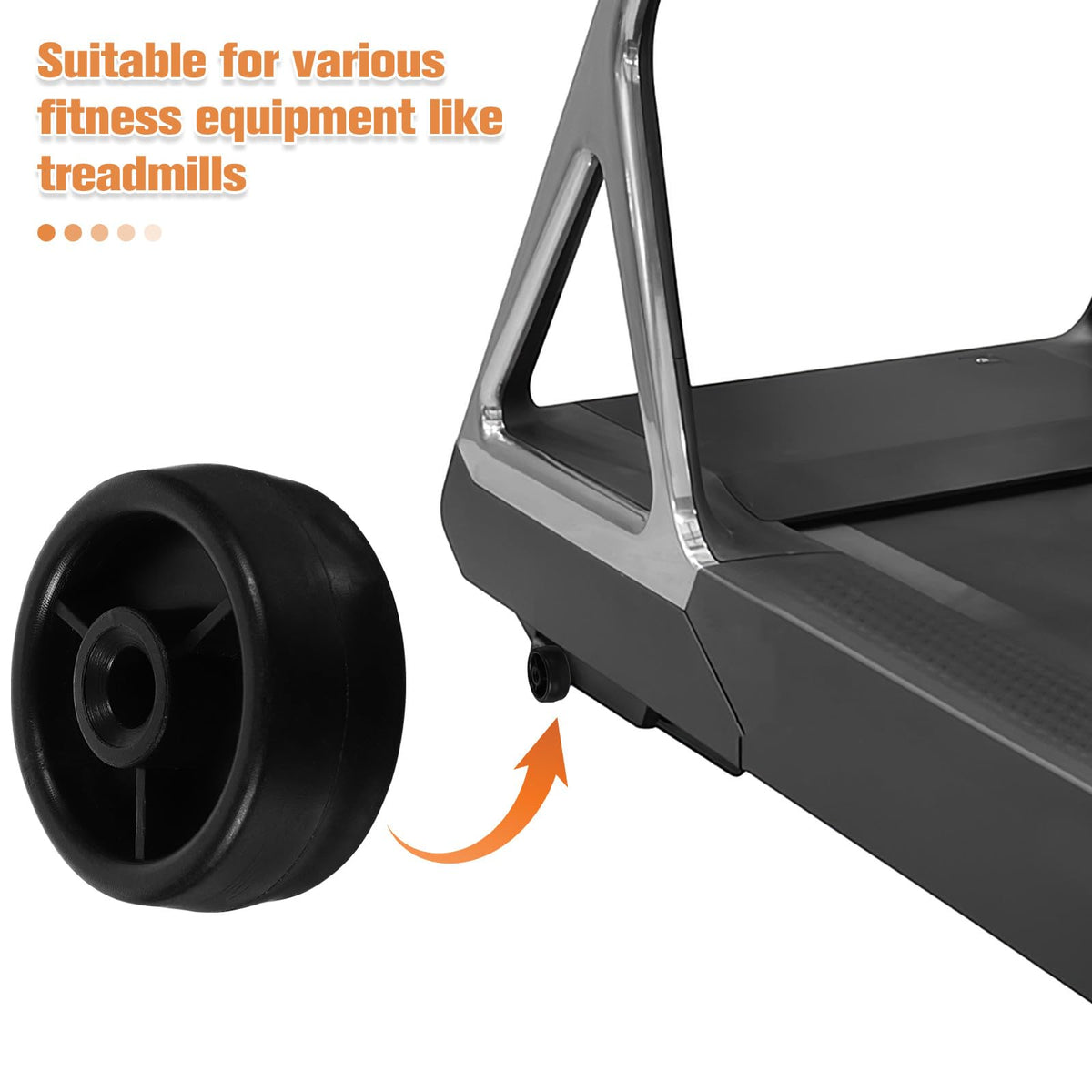 SUPVOX 4 Pcs Fitness Equipment Transport Wheels - 45mm Plastic Roller Wheels with 8mm Bore - Heavy Duty Pp Replacement Casters for Treadmill, Exercise Bike & Home Gym Equipment